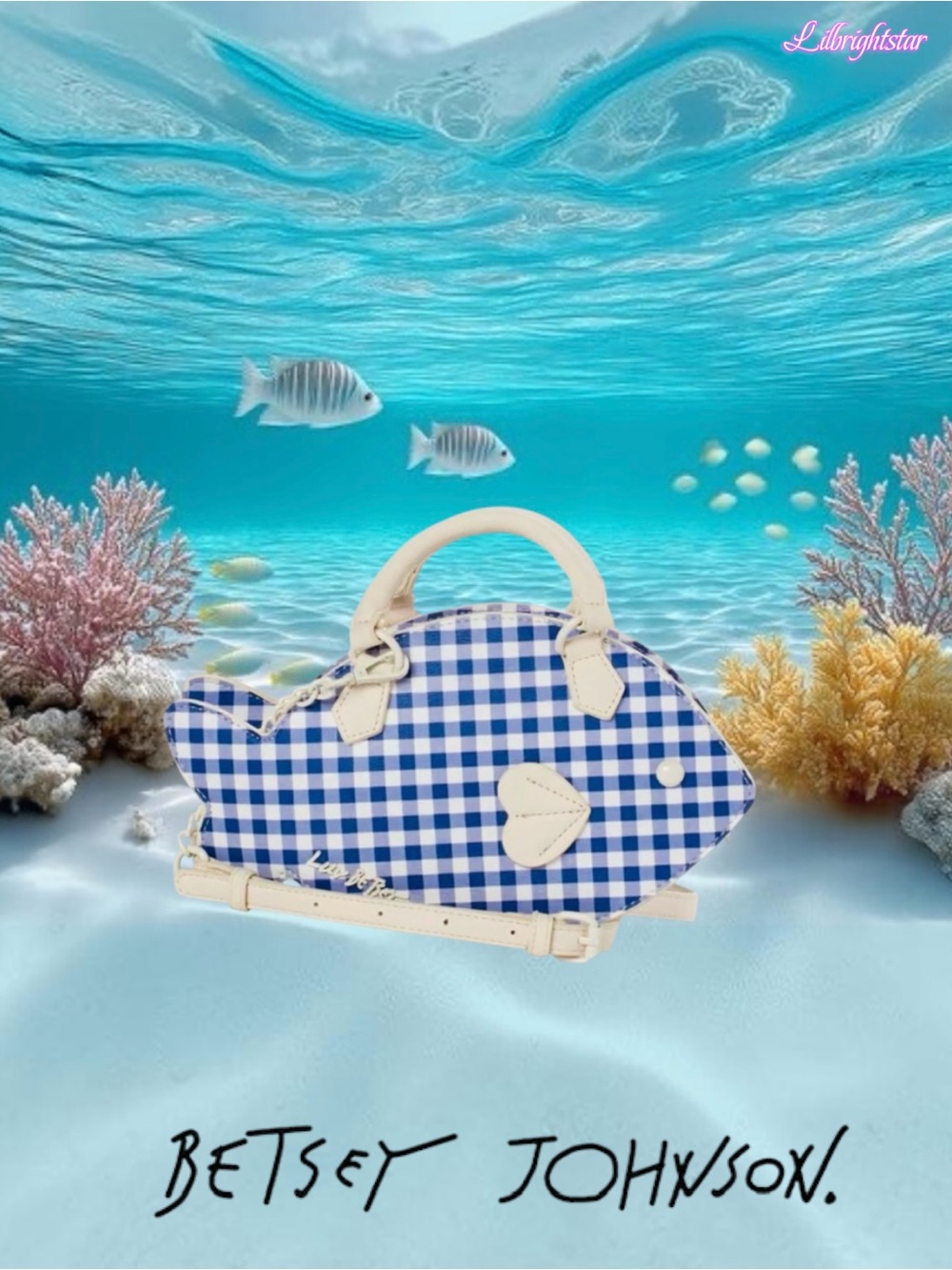🆕🐟 Betsey Johnson Gingham Goldfish Convertible Crossbody Bag NWT